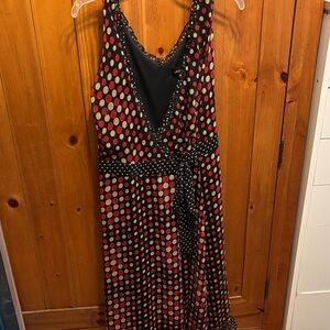 Lane Bryant Asymmetrical Polka Dot Dress - Black and Red